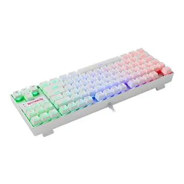 Redragon K552 Mechanical Gaming Keyboard 60% Compact 87 Key Kumara Wired Cherry MX Blue Switches Equivalent for Windows PC Gamers (RGB Backlit White)