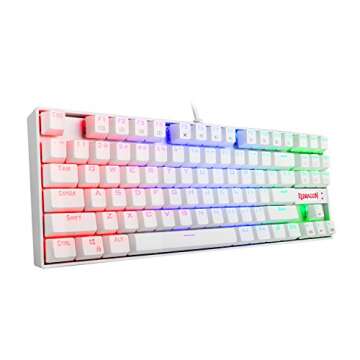 Redragon K552 Mechanical Gaming Keyboard 60% Compact 87 Key Kumara Wired Cherry MX Blue Switches Equivalent for Windows PC Gamers (RGB Backlit White)