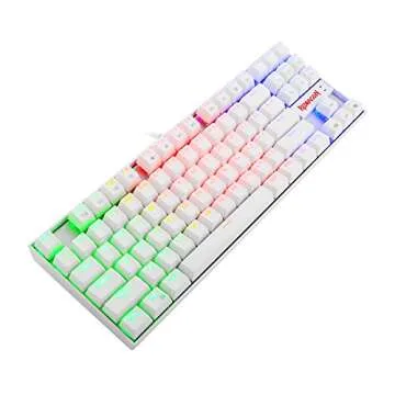 Redragon K552 Mechanical Gaming Keyboard 60% Compact 87 Key Kumara Wired Cherry MX Blue Switches Equivalent for Windows PC Gamers (RGB Backlit White)