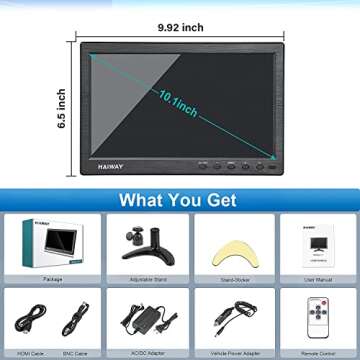Haiway 10.1 Inch Portable HDMI Security Monitor
