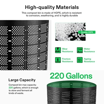 VIVOSUN 220 Gallon Outdoor Compost Bin Expandable Durable