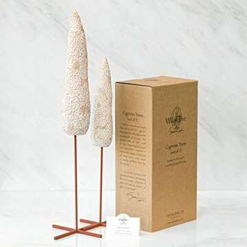 Willow Tree Cypress Trees, Rooted in The Earth, Reaching Toward The Sky, Majestic Cypress Trees, Uniquely Carved Symbols of Nature with Gold Leaf Sculpted Hand-Painted Nativity, 2-Piece Accessory Set