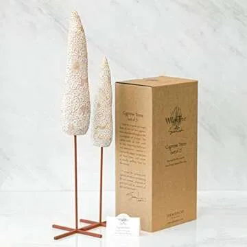 Willow Tree Cypress Trees, Rooted in The Earth, Reaching Toward The Sky, Majestic Cypress Trees, Uniquely Carved Symbols of Nature with Gold Leaf Sculpted Hand-Painted Nativity, 2-Piece Accessory Set