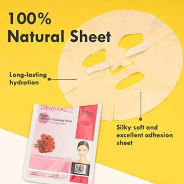 DERMAL 16 Combo Pack B Collagen Essence Korean Face Mask - Hydrating & Soothing Facial Mask with Panthenol - Hypoallergenic Self Care Sheet Mask for All Skin Types - Natural Home Spa Treatment Masks