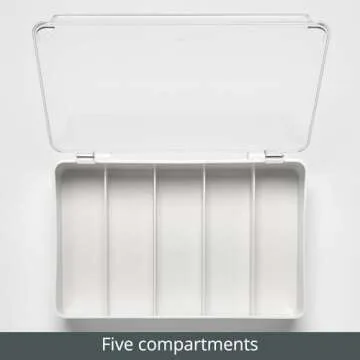 mDesign Plastic Stackable Eyeglass Case Storage Organizer with Hinged Lid for Unisex Sunglasses, Reading Glasses, Fashion Eye Wear, Protective Glasses, 5 Sections, Ligne Collection - 2 Pack - White
