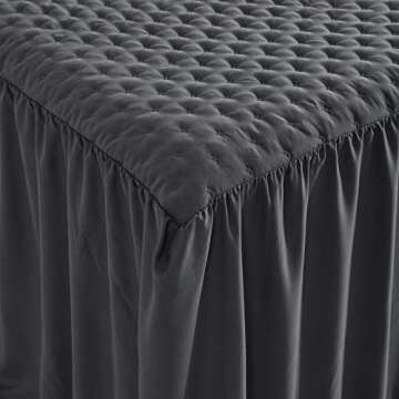 CHIXIN Ruffle Skirt Bedspread King Size - 30" Long Drop, Shabby Chic & Farmhouse Style, Soft and Lightweight Bedding Cover, 3 Piece Set, Dark Grey