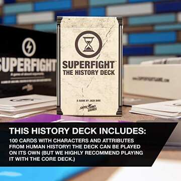 Superfight History Deck: 100 Historical Themed Cards for The Game of Absurd Arguments |Family Friendly Game of Super Powers & Super Problems, for Kids Teens Adults, 3 or More Players, Ages 8+