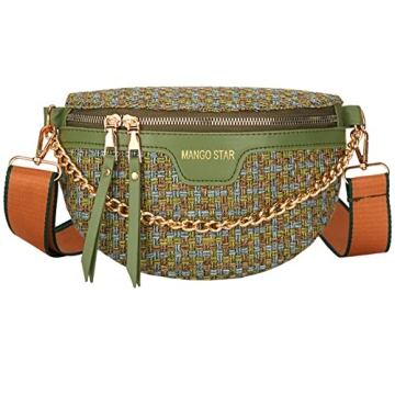 Small Crossbody Shoulder Bags for Women Fanny Packs Belt Chest Bag Knitting Crochet Waist Pouch Lightweight Phone Purse for Outdoor Traveling