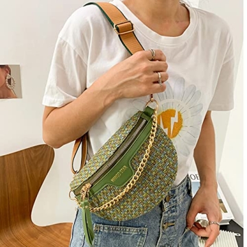 Small Crossbody Shoulder Bags for Women Fanny Packs Belt Chest Bag Knitting Crochet Waist Pouch Lightweight Phone Purse for Outdoor Traveling