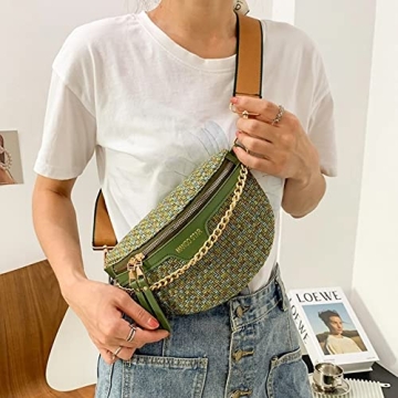 Small Crossbody Shoulder Bags for Women Fanny Packs Belt Chest Bag Knitting Crochet Waist Pouch Lightweight Phone Purse for Outdoor Traveling