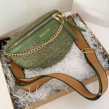 Small Crossbody Shoulder Bags for Women Fanny Packs Belt Chest Bag Knitting Crochet Waist Pouch Lightweight Phone Purse for Outdoor Traveling