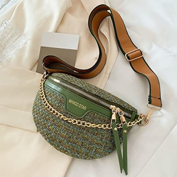 Small Crossbody Shoulder Bags for Women Fanny Packs Belt Chest Bag Knitting Crochet Waist Pouch Lightweight Phone Purse for Outdoor Traveling