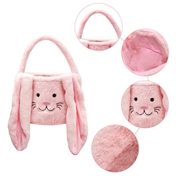 Faylapa Charming Easter Bunny Basket with Fluffy Ears