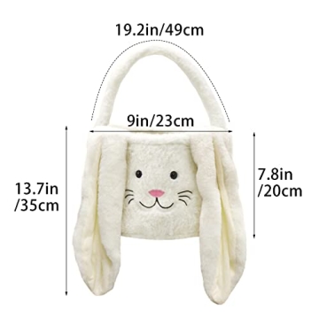 Faylapa Charming Easter Bunny Basket with Fluffy Ears