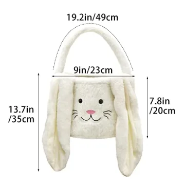 Faylapa Charming Easter Bunny Basket with Fluffy Ears