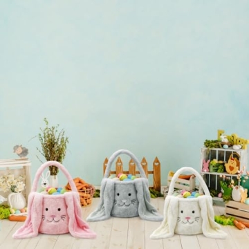 Faylapa Charming Easter Bunny Basket with Fluffy Ears