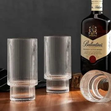 Elegant Ribbed Drinking Glasses Set for Stylish Dining