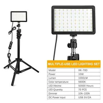 3 Packs Obeamiu LED Video Light Set with Adjustable Tripod