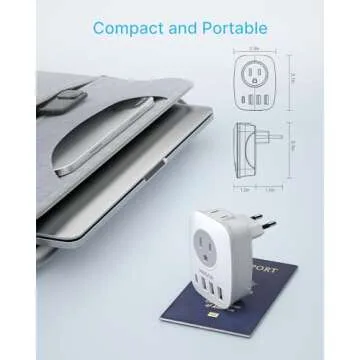 3 Pack European Travel Plug Adapter, VINTAR International Power Plug Adapter with 2 American Outlets, 1 USB C and 3 USB Ports, 6 in 1 Travel Essentials to France, German, Italy, Spain (Type C)