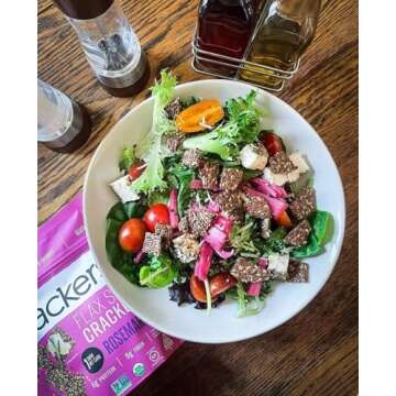 Flackers Organic Rosemary Flaxseed Crackers, 5 Ounce 12-Pack, Gluten Free, Non GMO, Vegan, Keto Snack, 9 Grams Fiber, 1 Net Carb