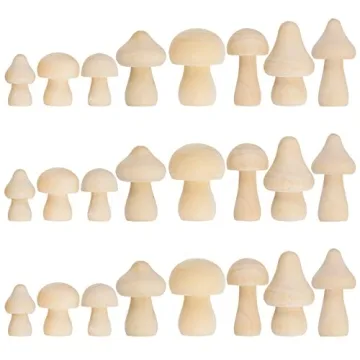 Yookat 24 Pieces Unfinished Wooden Mushroom Mini Wood Mushrooms for Arts and Crafts Projects