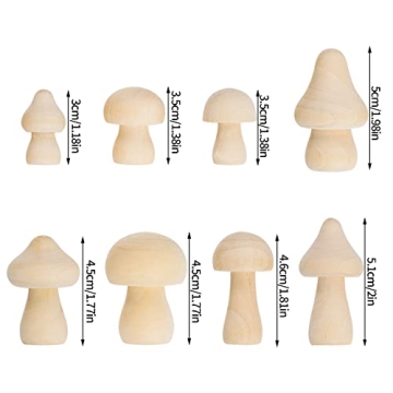 Yookat 24 Mini Wooden Mushrooms for Creative Crafts