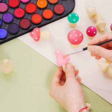 Yookat 24 Mini Wooden Mushrooms for Creative Crafts