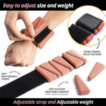Wrist & Ankle Weights, Adjustable Bands for Women and Men Workouts, Set of 2, 1lb each, Perfect for ...