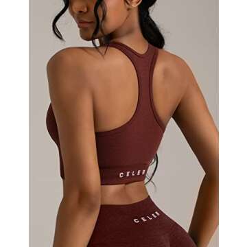 CELER Sports Bras for Women Racerback Chemistry Seamless Workout Yoga Gym Fitness Bra with Removable Pads, Red Pear M