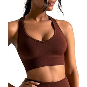 CELER Sports Bras for Women Racerback Chemistry Seamless Workout Yoga Gym Fitness Bra with Removable Pads, Red Pear M