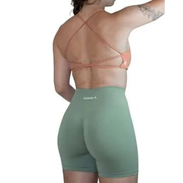 AUROLA Workout Sports Bras Women Athletic Removable Padded Backless Strappy Criss Cross Light Support Gym Fitness Yoga Crop Bra