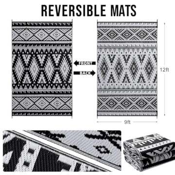 OLANLY Outdoor Rug Waterproof 9x12 ft, Reversible Outdoor Plastic Straw Rug, Boho Patio Rug, Indoor ...