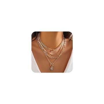 4Pcs Layered Gold Choker Necklace Sets for Women Retro Coin Dainty Snake Chain Toggle Clasp Necklace