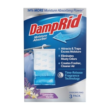 DampRid Lavender Vanilla Hanging Moisture Absorber, 16 oz., 3 Pack - Eliminates Musty Odors for Fres...