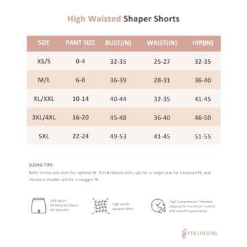 FeelinGirl Tummy Control Shapewear Shorts Body Shaper for Women High-Waisted Thigh Slimmer Black