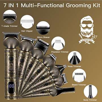 Scttomon Beard Trimmer Kit - Professional 7 in 1 Grooming Kit for Men