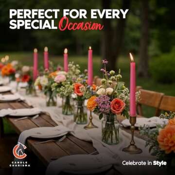 Hot Pink 10 Inch Taper Candles - Pack of 12 Premium Unscented, Dripless & Smokeless Hand-Dipped Candles for Birthday, Wedding or Dinner Decorations and Formal Candlelighting