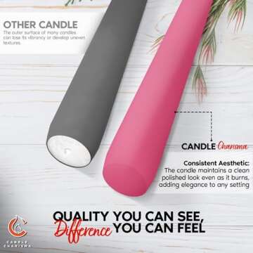 Hot Pink 10 Inch Taper Candles - Pack of 12 Premium Unscented, Dripless & Smokeless Hand-Dipped Candles for Birthday, Wedding or Dinner Decorations and Formal Candlelighting