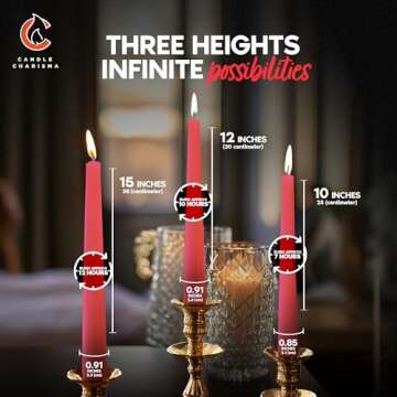 Hot Pink 10 Inch Taper Candles - Pack of 12 Premium Unscented, Dripless & Smokeless Hand-Dipped Candles for Birthday, Wedding or Dinner Decorations and Formal Candlelighting