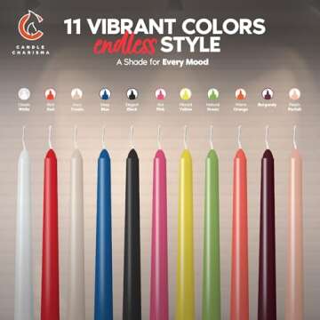 Hot Pink 10 Inch Taper Candles - Pack of 12 Premium Unscented, Dripless & Smokeless Hand-Dipped Candles for Birthday, Wedding or Dinner Decorations and Formal Candlelighting