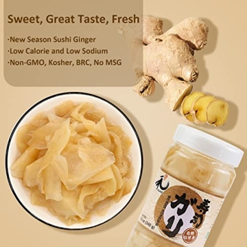 YUHO Pickled Sushi Ginger - Vegan & No MSG 12 oz