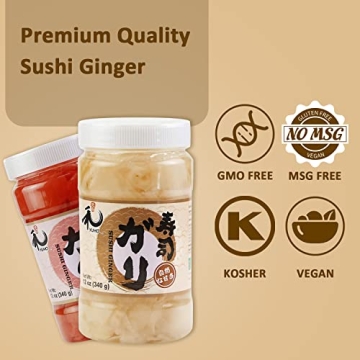 YUHO Pickled Sushi Ginger - Vegan & No MSG 12 oz
