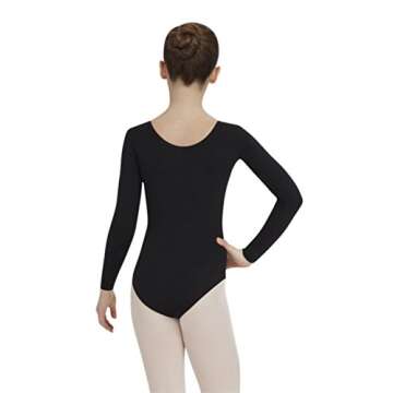 Capezio girls Team Basic Long Sleeve athletic leotards, Black, 8 10 US