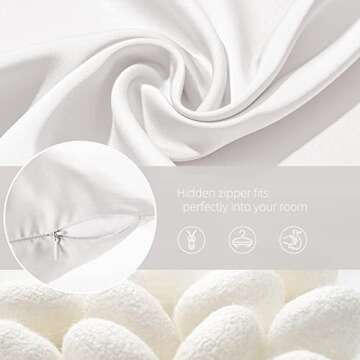 Silk Pillow Cases for Hair and Skin Mulberry Silk Pillow Cases Soft Both Sided Natural Silk Pillow Cases with Zipper Beauty Sleep Silk Pillowcase 1 Pack for Gift (Standard, White)