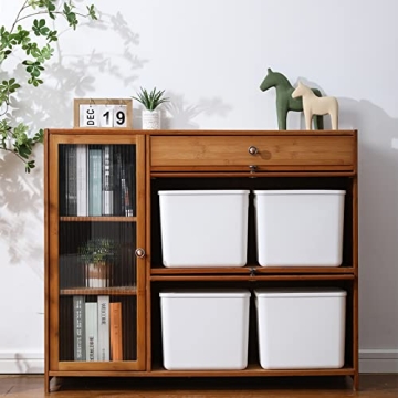 Yishyfier 4-Pack Plastic Storage Bins Organizer with Lids