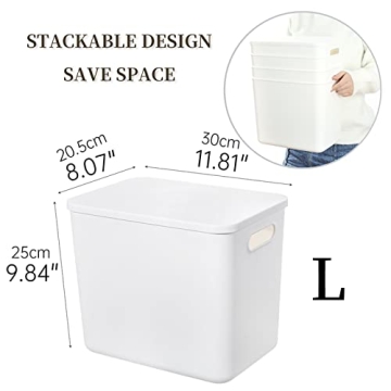 Yishyfier 4-Pack Plastic Storage Bins Organizer with Lids
