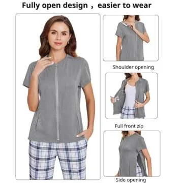 Deyeek Mastectomy Shirts with Drain Pockets | Grey