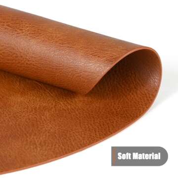 Univo Colors PU Leather Placemats Set of 6,15" Round Washed Cowhide Pattern Table Mats for Dining Ta...