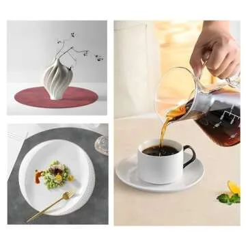 Univo Colors PU Leather Placemats Set of 6,15" Round Washed Cowhide Pattern Table Mats for Dining Table, Kitchen, Party Decoration(Black+Blue+Green+Reddish Brown+Red+Beige)