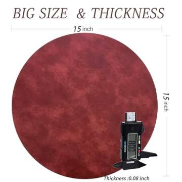 Univo Colors PU Leather Placemats Set of 6,15" Round Washed Cowhide Pattern Table Mats for Dining Table, Kitchen, Party Decoration(Black+Blue+Green+Reddish Brown+Red+Beige)